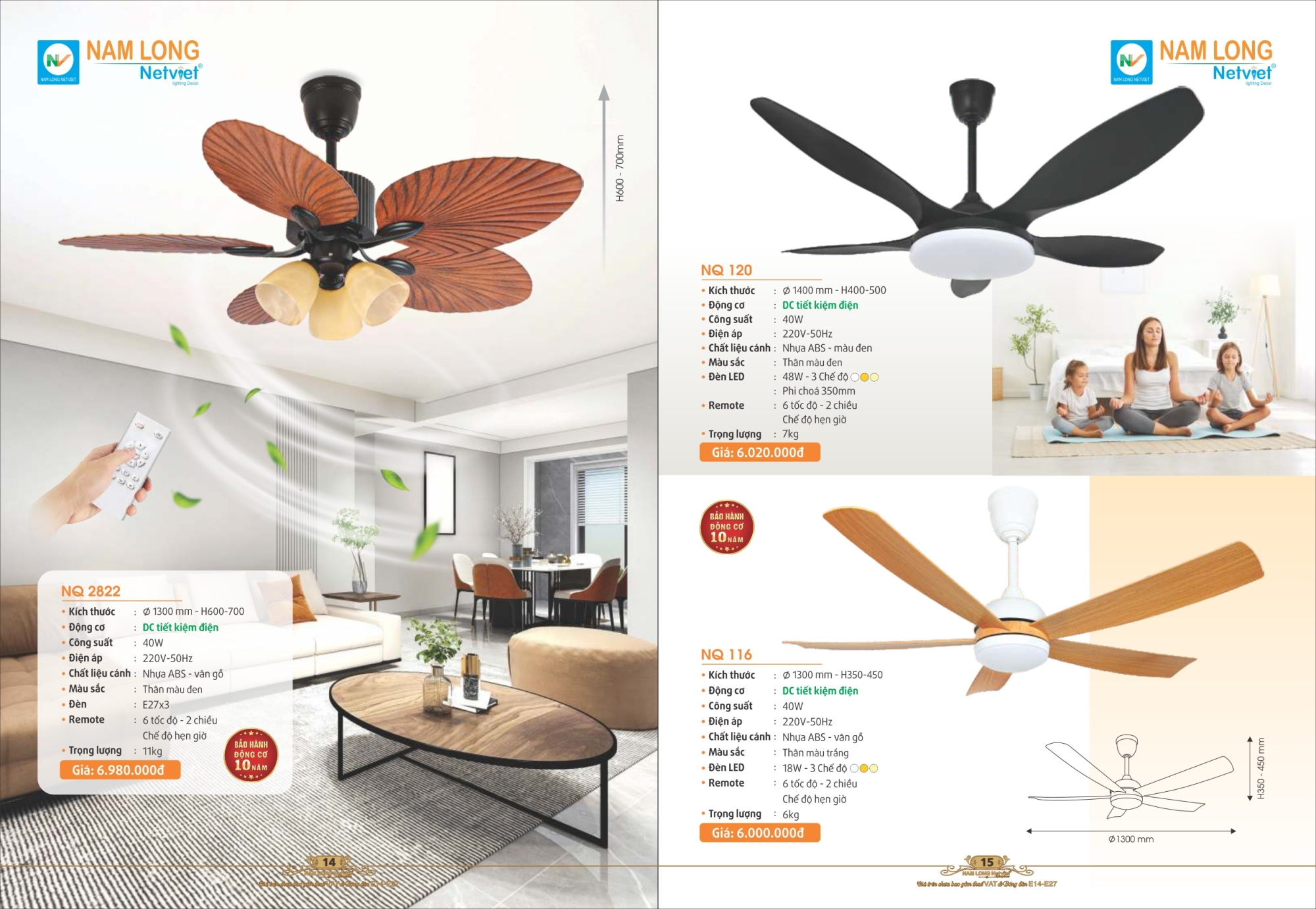 Bảng giá đèn trang trí Nam Long